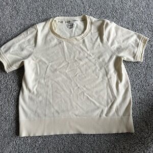 Cream Color Bear paw XL‎ Short Sleeve Sweater